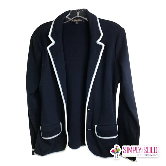 Brooks Brothers Women Open Front Blazer Black Classic Suit Jacket Cotton S - Picture 1 of 9